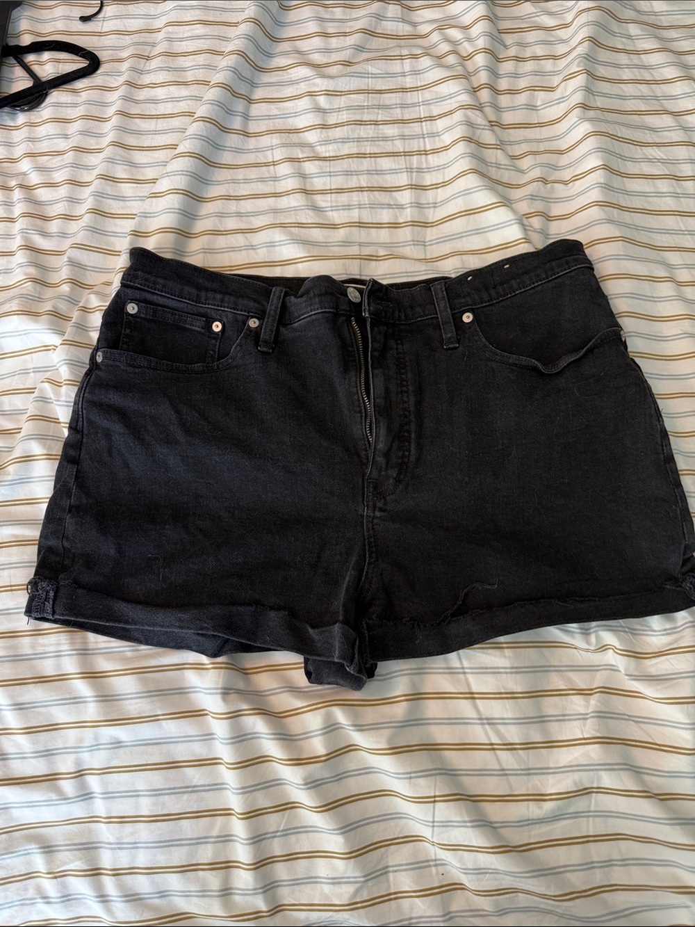 Madewell high rise black denim shorts